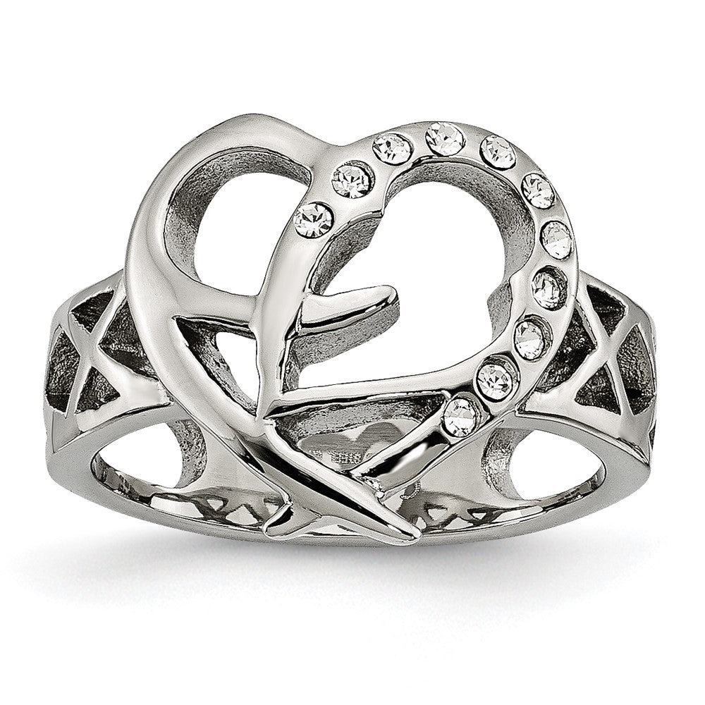 Edelstahl Zirkonia Ring (size 7 Nur)