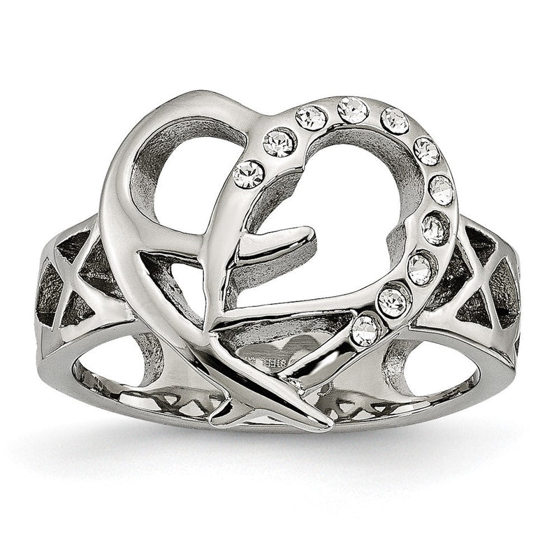 Edelstahl Zirkonia Ring (size 7 Nur)