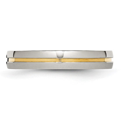Edelstahl Poliert Gelb Ip Beschichtet.025pt. Diamant 4mm Ring
