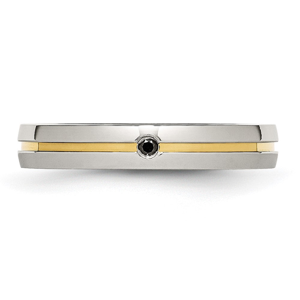Edelstahl Poliert Gelb Ip Beschichtet.025pt. Diamant 4mm Ring