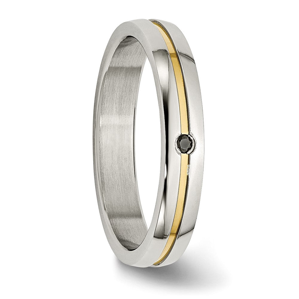 Edelstahl Poliert Gelb Ip Beschichtet.025pt. Diamant 4mm Ring