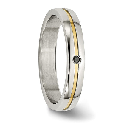 Edelstahl Poliert Gelb Ip Beschichtet.025pt. Diamant 4mm Ring