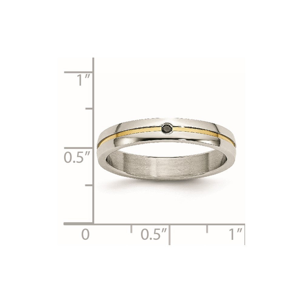 Edelstahl Poliert Gelb Ip Beschichtet.025pt. Diamant 4mm Ring