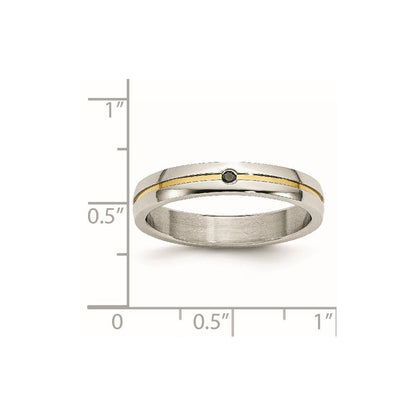 Edelstahl Poliert Gelb Ip Beschichtet.025pt. Diamant 4mm Ring