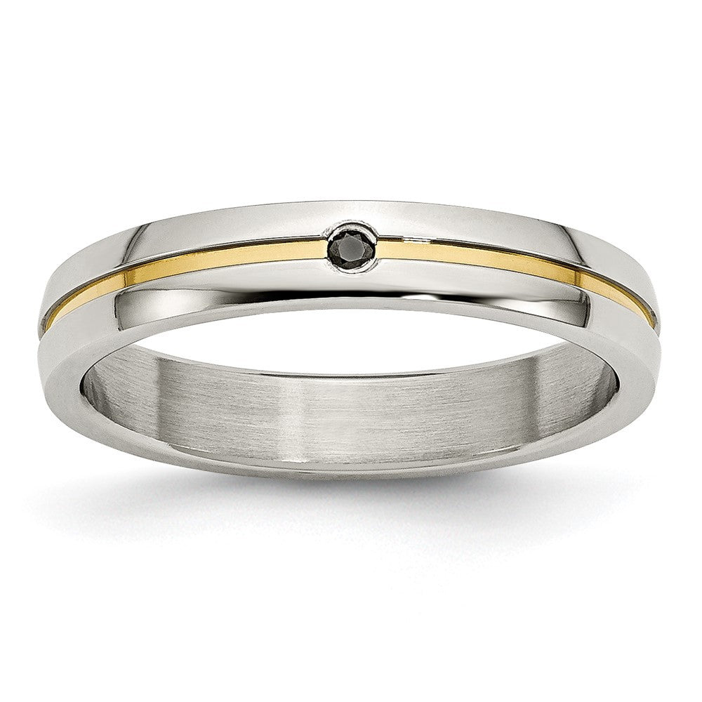 Edelstahl Poliert Gelb Ip Beschichtet.025pt. Diamant 4mm Ring