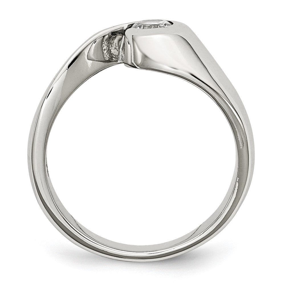 Edelstahl Poliert Zirkonia Ring