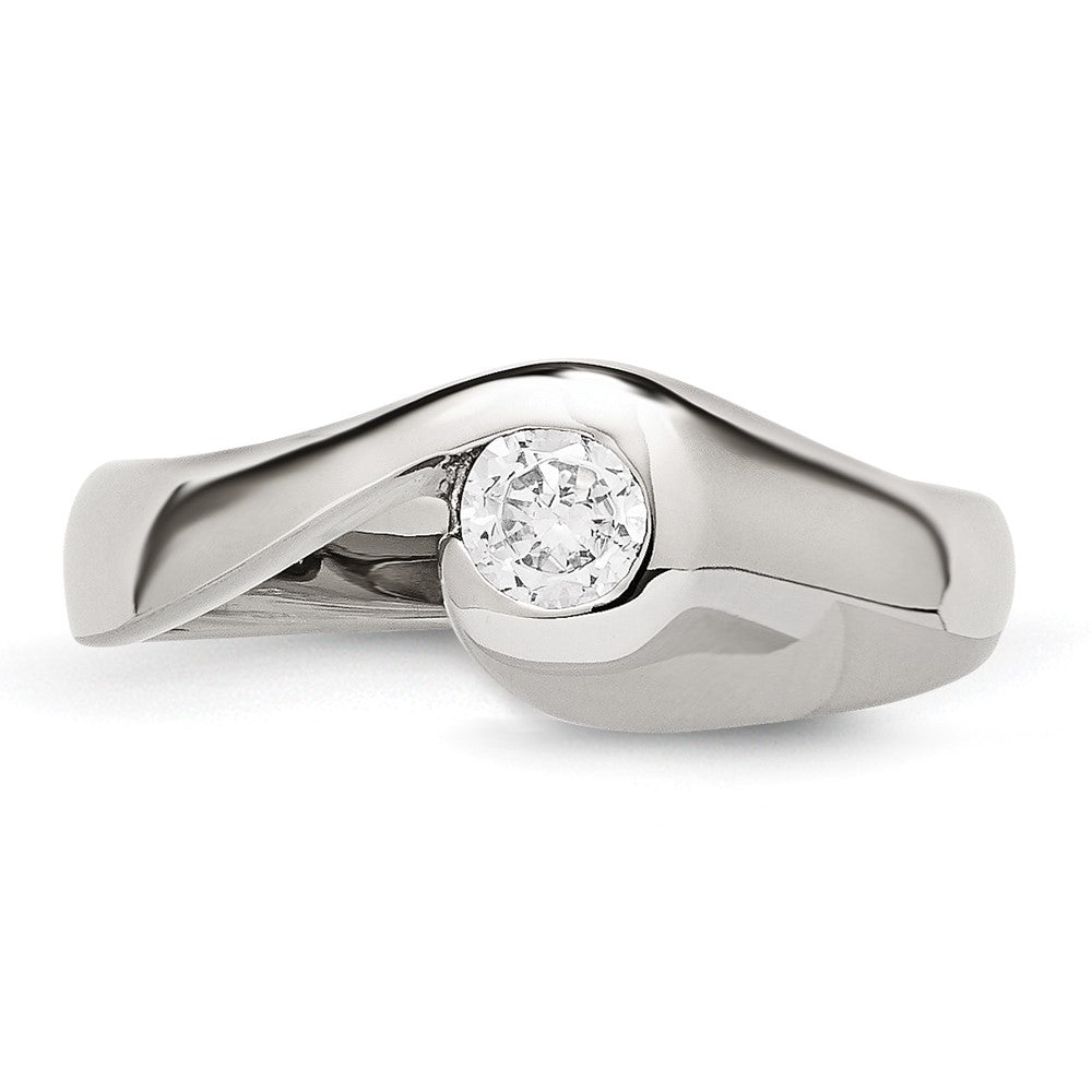 Edelstahl Poliert Zirkonia Ring