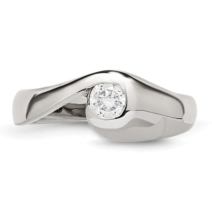 Edelstahl Poliert Zirkonia Ring