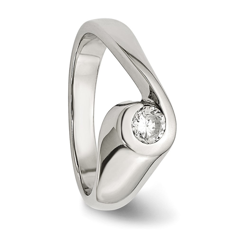 Edelstahl Poliert Zirkonia Ring