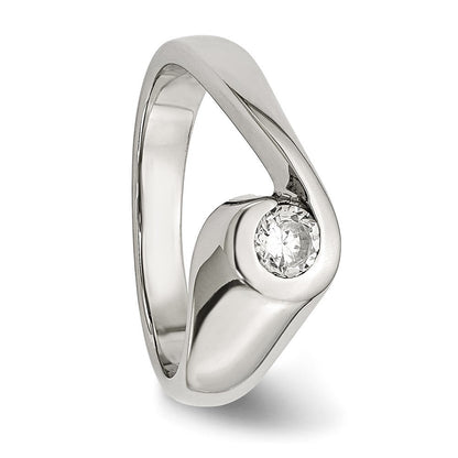 Edelstahl Poliert Zirkonia Ring