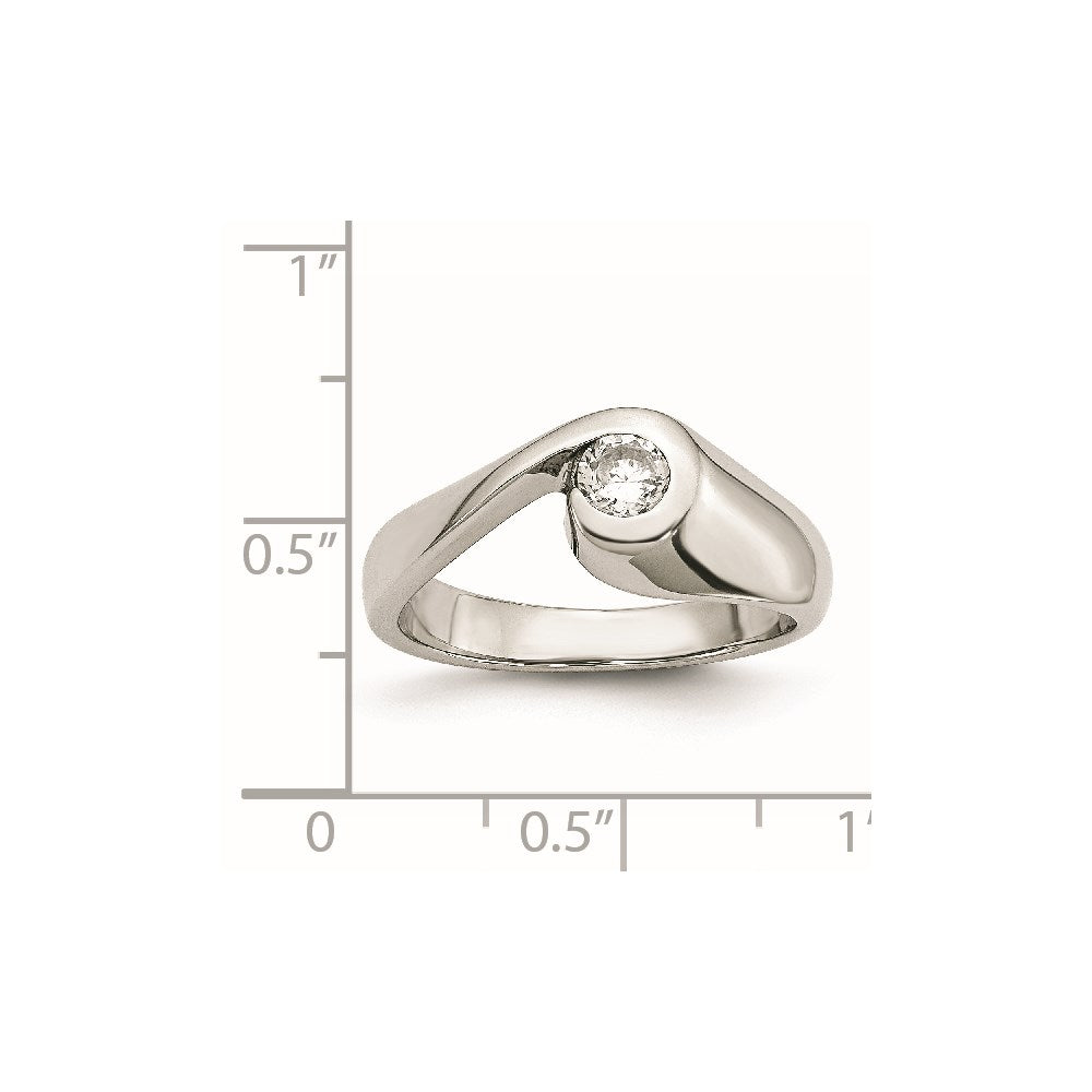 Edelstahl Poliert Zirkonia Ring