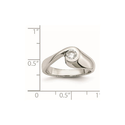 Edelstahl Poliert Zirkonia Ring