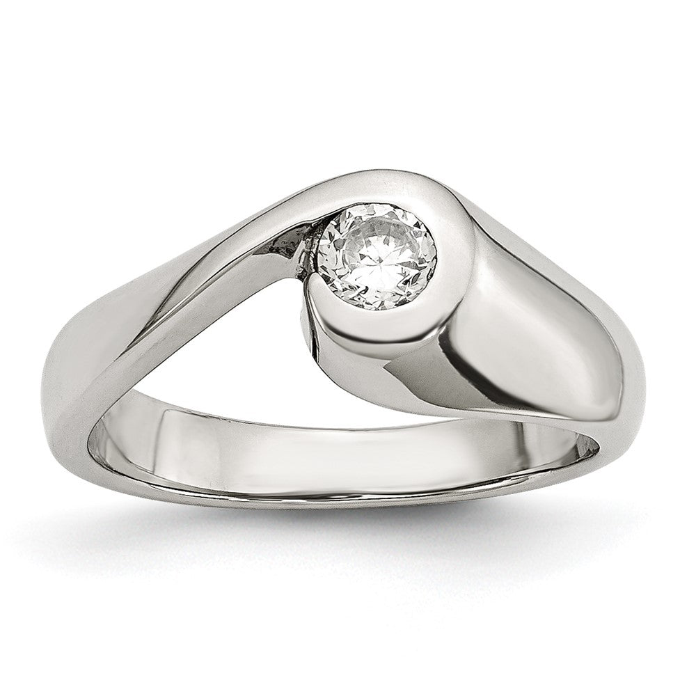 Edelstahl Poliert Zirkonia Ring