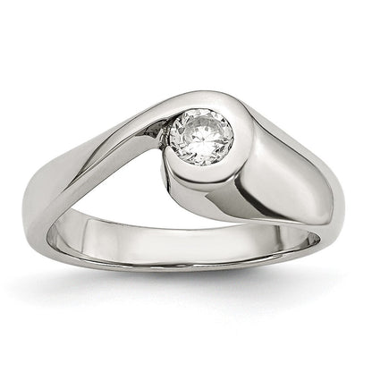 Edelstahl Poliert Zirkonia Ring