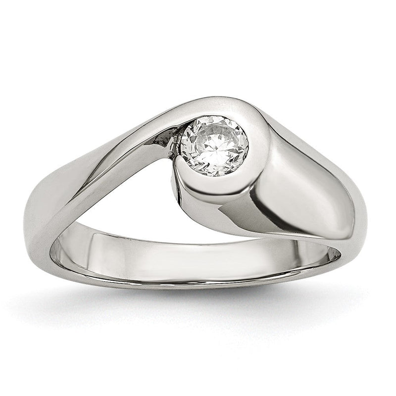 Edelstahl Poliert Zirkonia Ring
