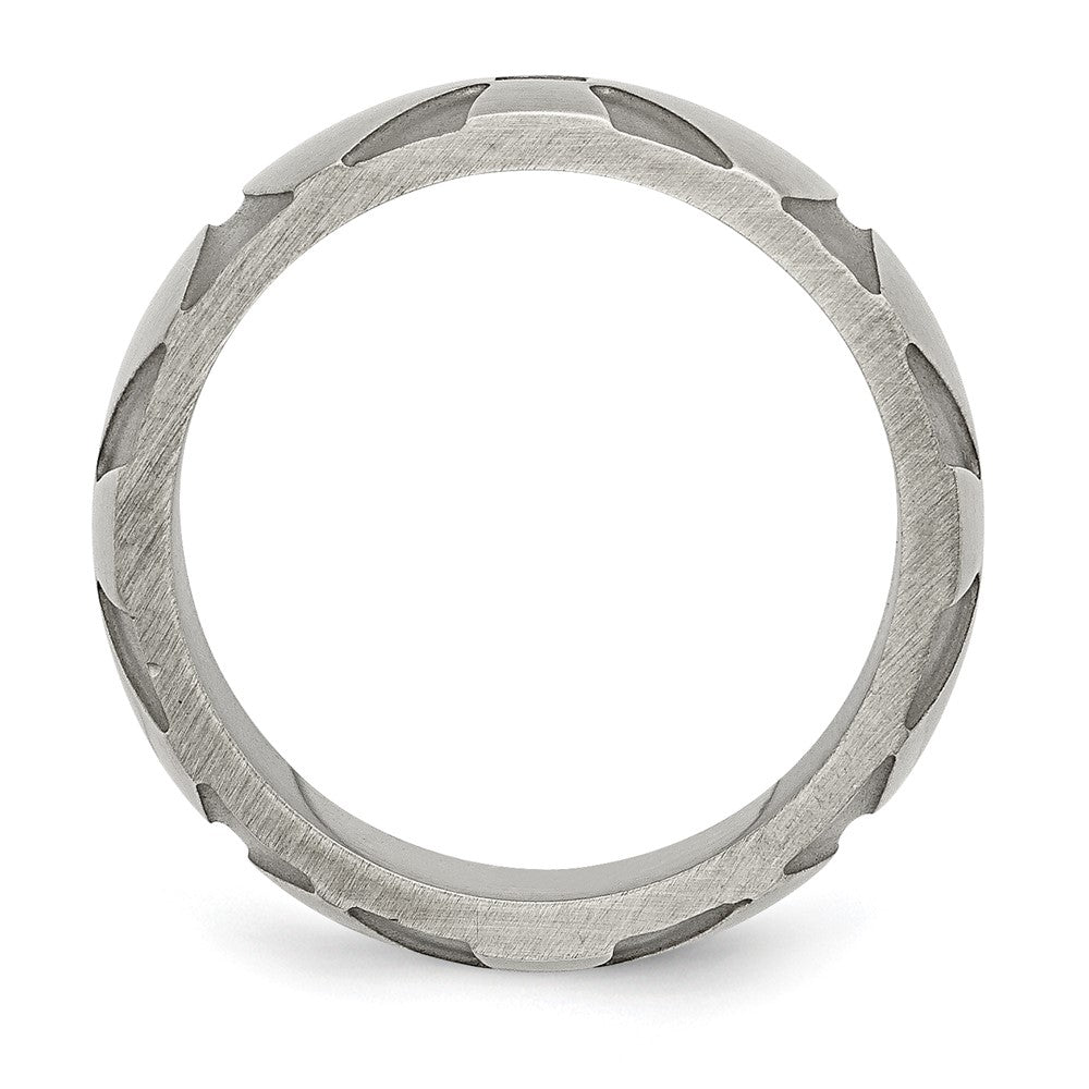 Edelstahl Gebürstet.06ct Schwarz Diamant Kreuz 10mm Ring