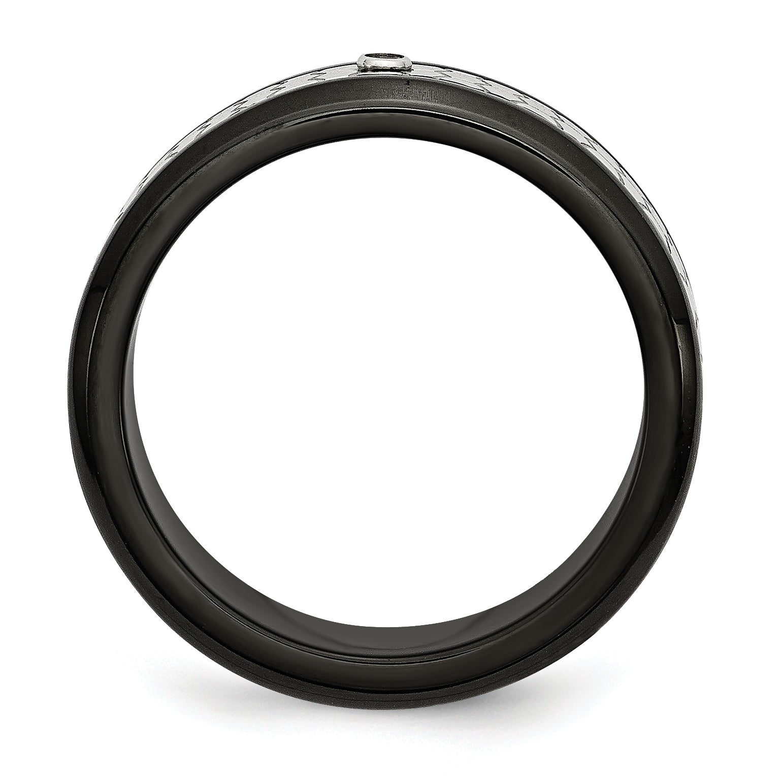 Edelstahl Poliert Gebürstet Schwarz Ip Beschichtet 2pt. Diamant 8mm Ring