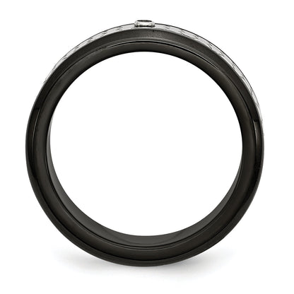 Edelstahl Poliert Gebürstet Schwarz Ip Beschichtet 2pt. Diamant 8mm Ring