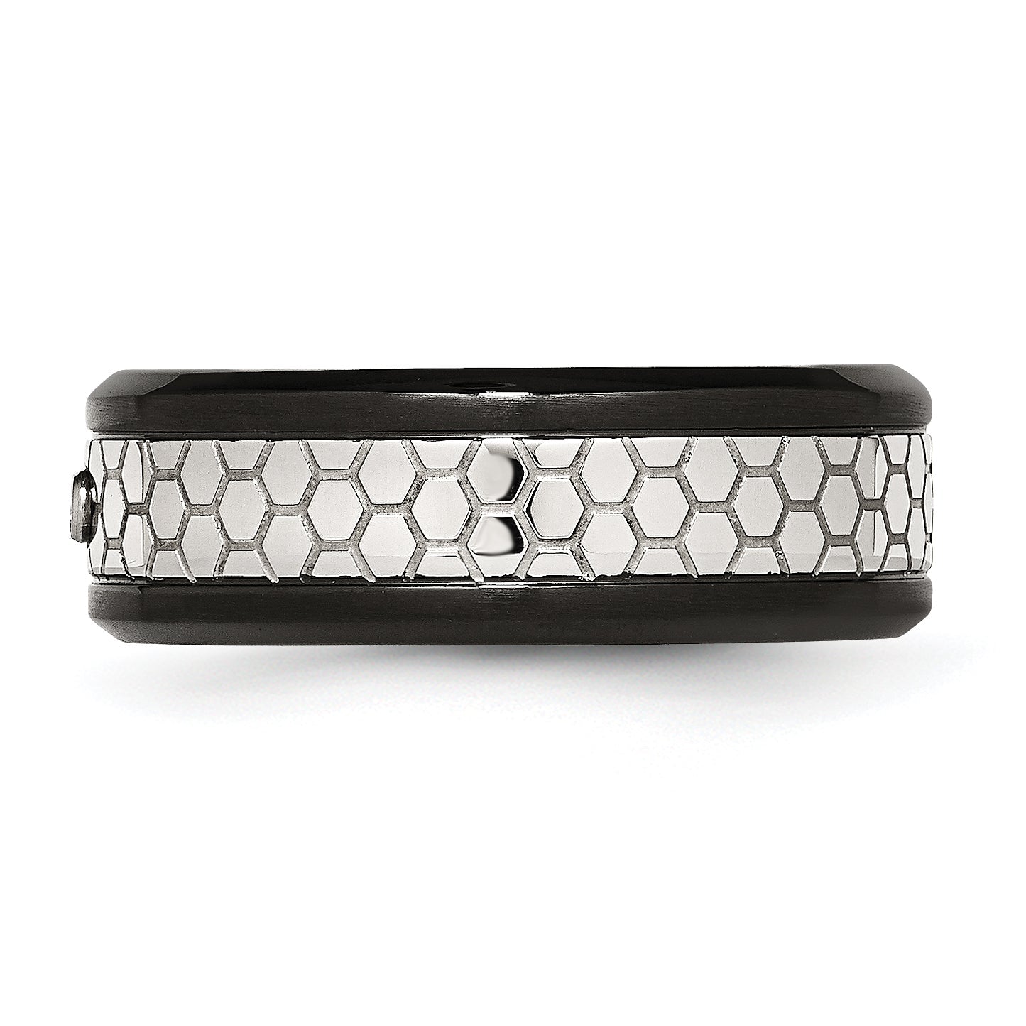 Edelstahl Poliert Gebürstet Schwarz Ip Beschichtet 2pt. Diamant 8mm Ring
