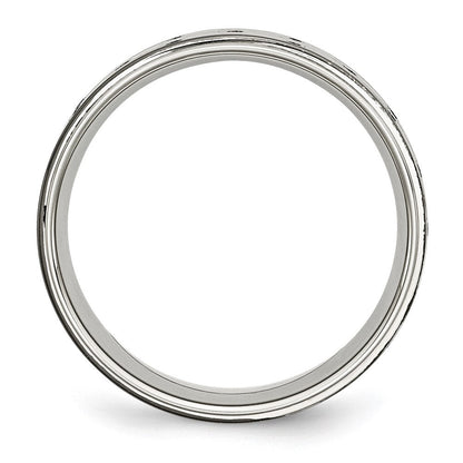 Edelstahl Poliert Schwarz Ip Beschichtet 8mm Gerillt Ring