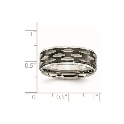 Edelstahl Poliert Schwarz Ip Beschichtet 8mm Gerillt Ring