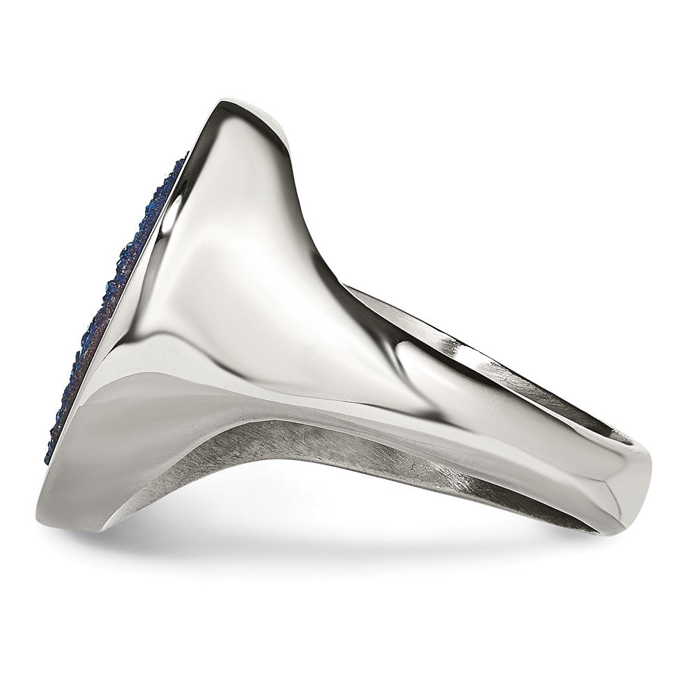 Edelstahl Poliert mit Blau Druzy Stein Ring (size 6 Nur)