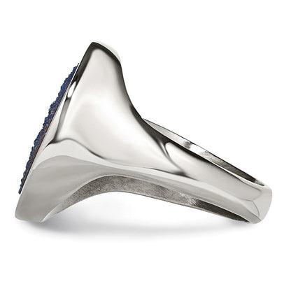 Edelstahl Poliert mit Blau Druzy Stein Ring (size 6 Nur)