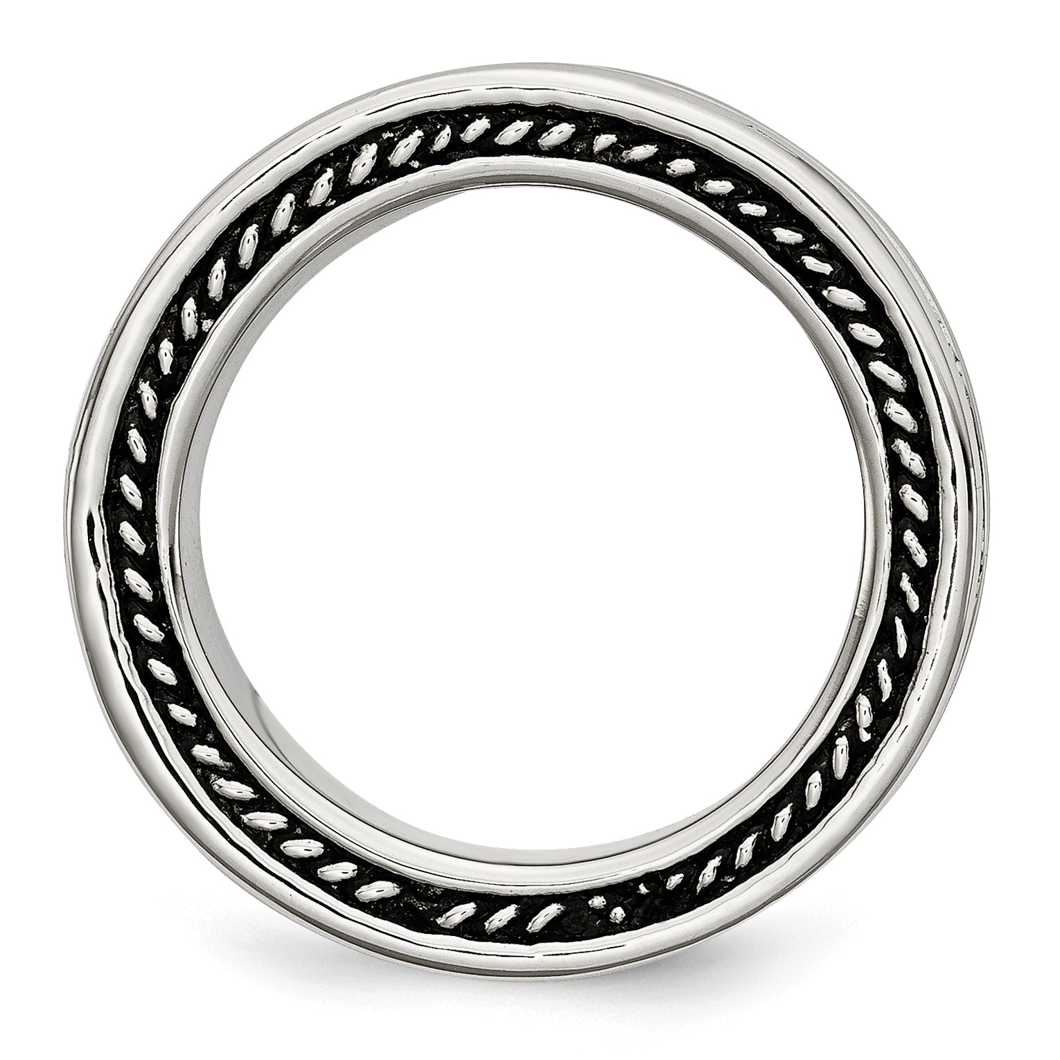Edelstahl Poliert und Antikisiert 9mm Ring (size 12 Nur)