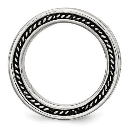 Edelstahl Poliert und Antikisiert 9mm Ring (size 12 Nur)