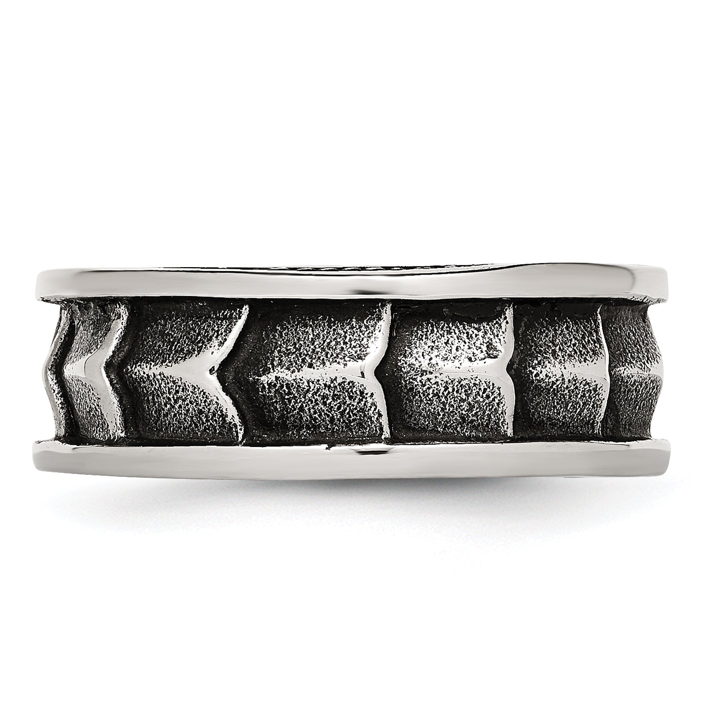 Edelstahl Poliert und Antikisiert 9mm Ring (size 12 Nur)
