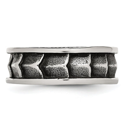 Edelstahl Poliert und Antikisiert 9mm Ring (size 12 Nur)