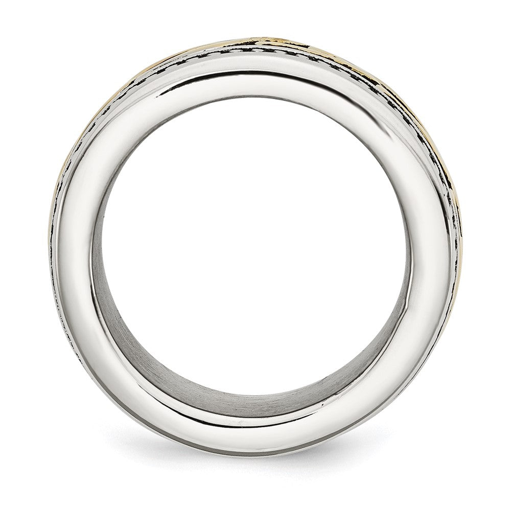 Edelstahl Antikisiert und Poliert Gelb Ip Beschichtet 13.25mm Ring