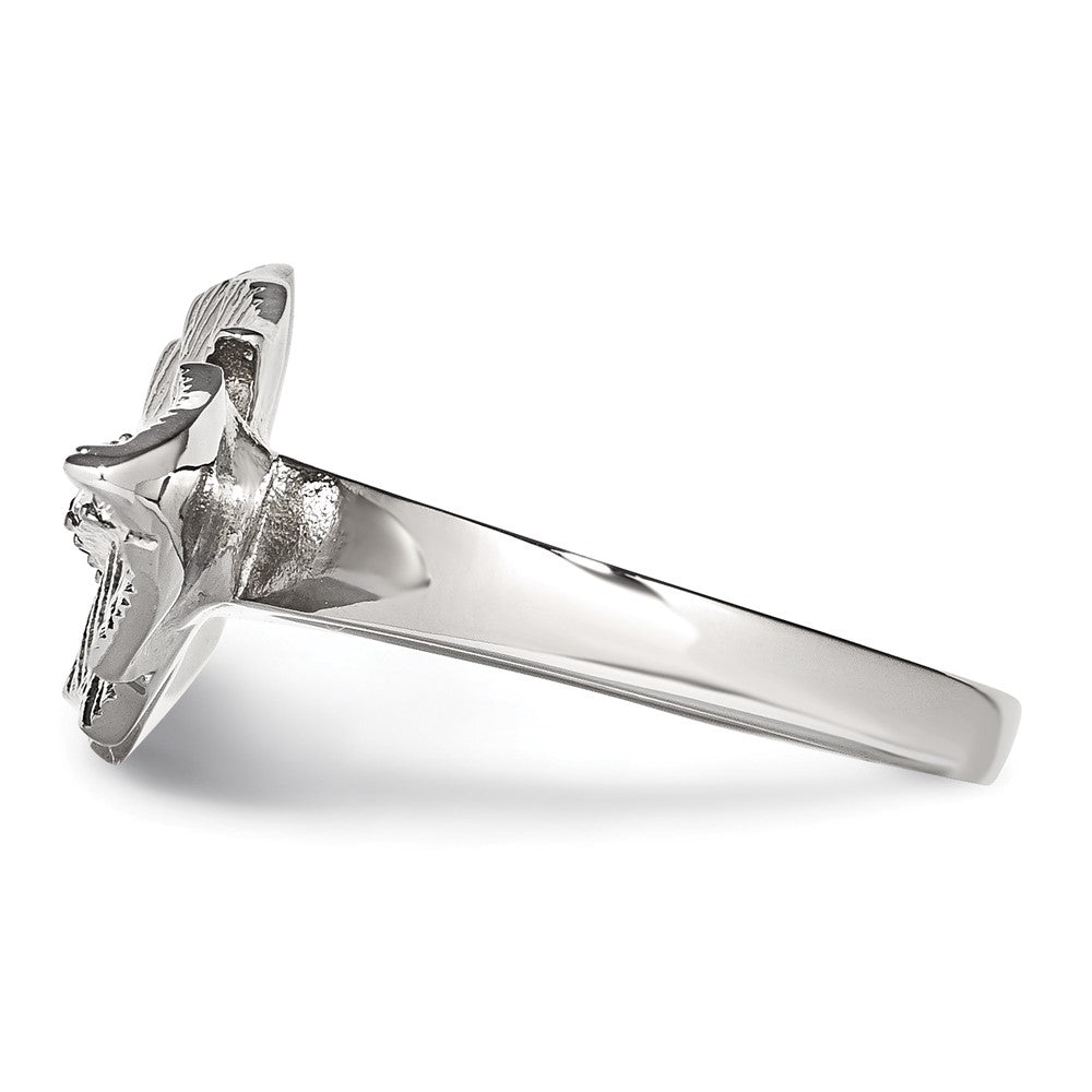 Edelstahl Poliert&antiqued Blatt Zwei Finger Kristall Ring