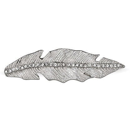Edelstahl Poliert&antiqued Blatt Zwei Finger Kristall Ring