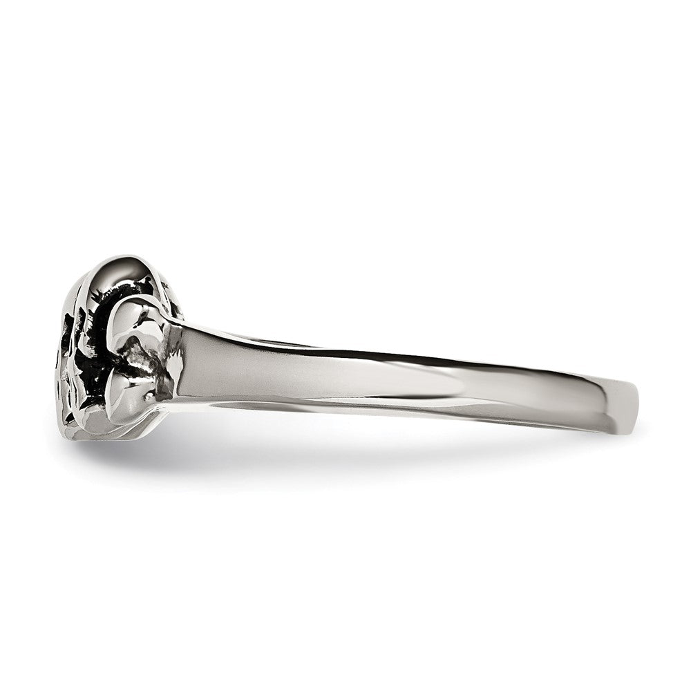 Edelstahl Poliert & Antikisiert Zwei Finger Skulls Ring