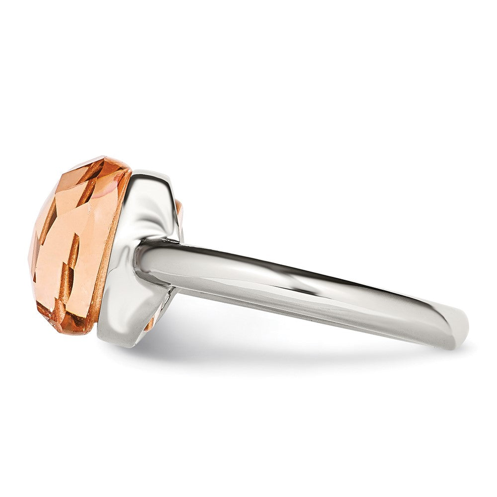 Edelstahl Poliert Peach Glas Ring
