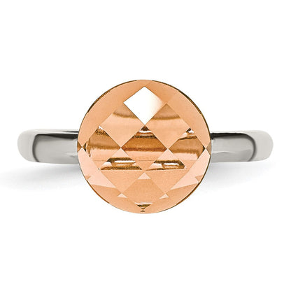 Edelstahl Poliert Peach Glas Ring