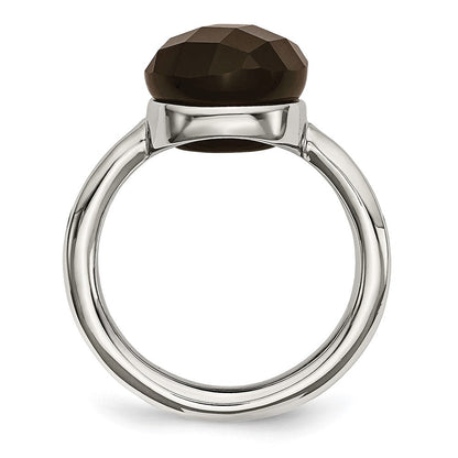 Edelstahl Poliert Dunkel Braun Glas Ring