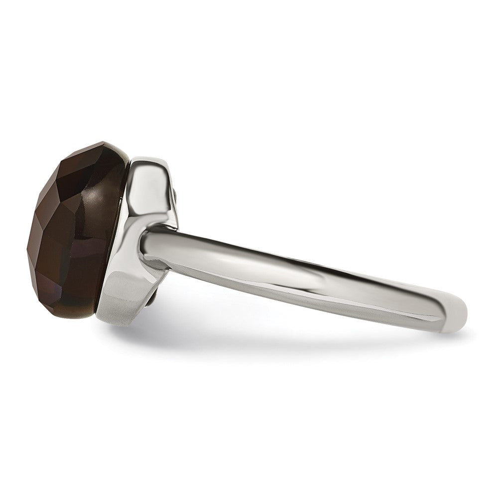 Edelstahl Poliert Dunkel Braun Glas Ring
