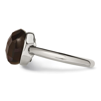 Edelstahl Poliert Dunkel Braun Glas Ring