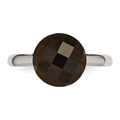 Edelstahl Poliert Dunkel Braun Glas Ring
