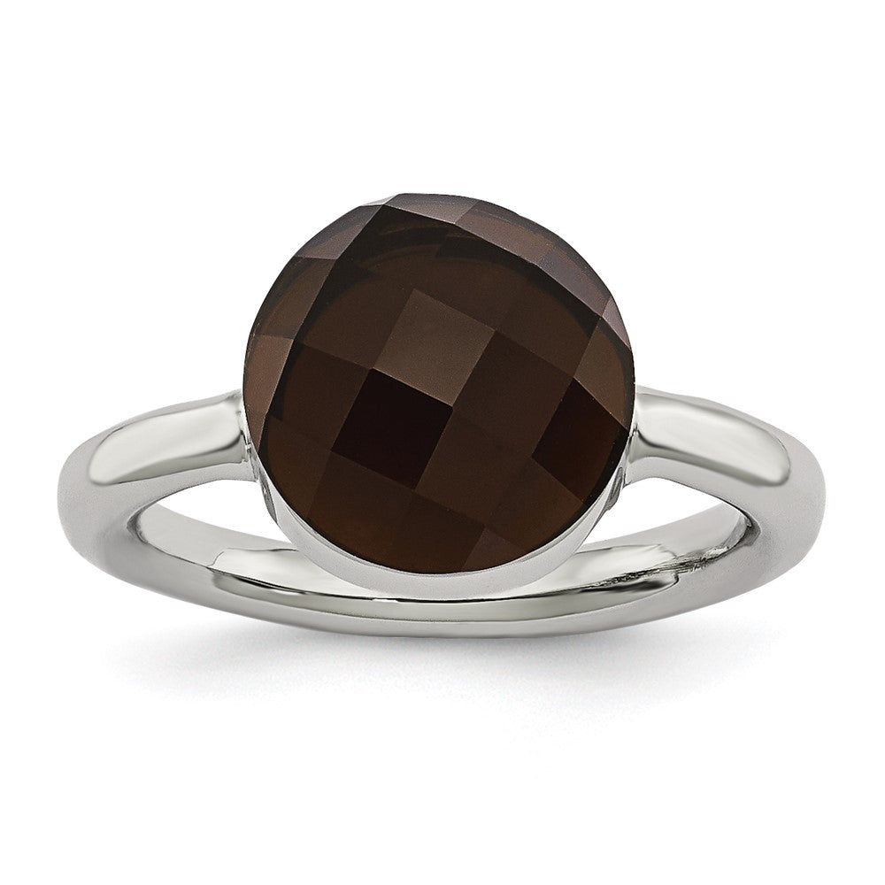 Edelstahl Poliert Dunkel Braun Glas Ring