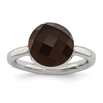 Edelstahl Poliert Dunkel Braun Glas Ring