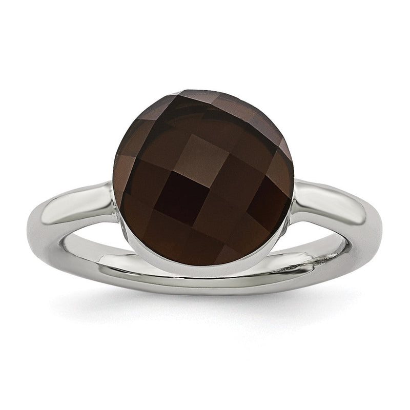 Edelstahl Poliert Dunkel Braun Glas Ring