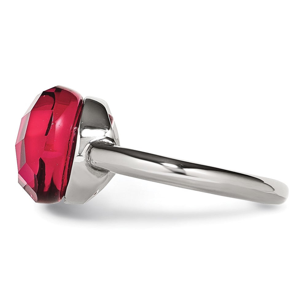 Edelstahl Poliert Rot Glas Ring