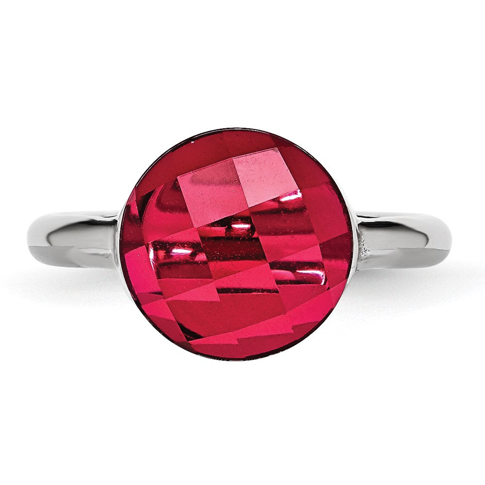 Edelstahl Poliert Rot Glas Ring