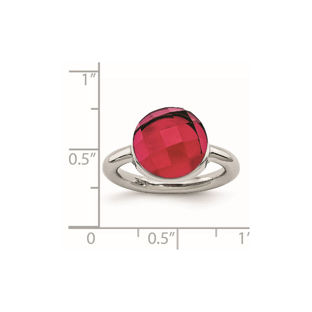 Edelstahl Poliert Rot Glas Ring