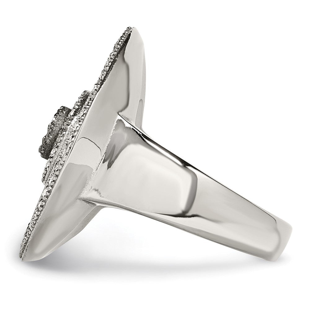 Edelstahl Poliert Perlmutt/druzy Quarz und Kristall Ring