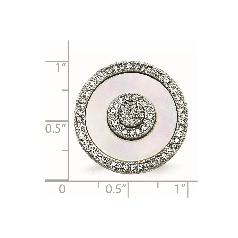 Edelstahl Poliert Perlmutt/druzy Quarz und Kristall Ring