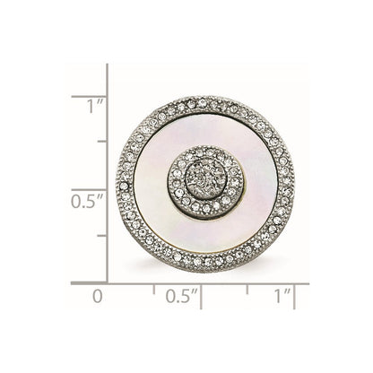 Edelstahl Poliert Perlmutt/druzy Quarz und Kristall Ring
